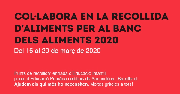 Campanya solid&agrave;ria de recollida d'aliments 2020