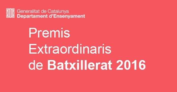 Dels 55 Premis Extraordinaris de Batxillerat 2016, quatre han estat concedits a l&rsquo;Escola Bet&agrave;niaPatmos