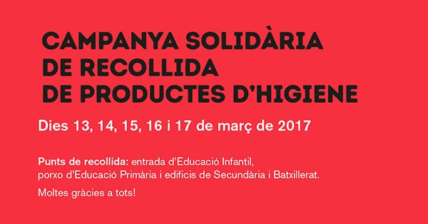 Campanya solid&agrave;ria de recollida de productes d'higiene